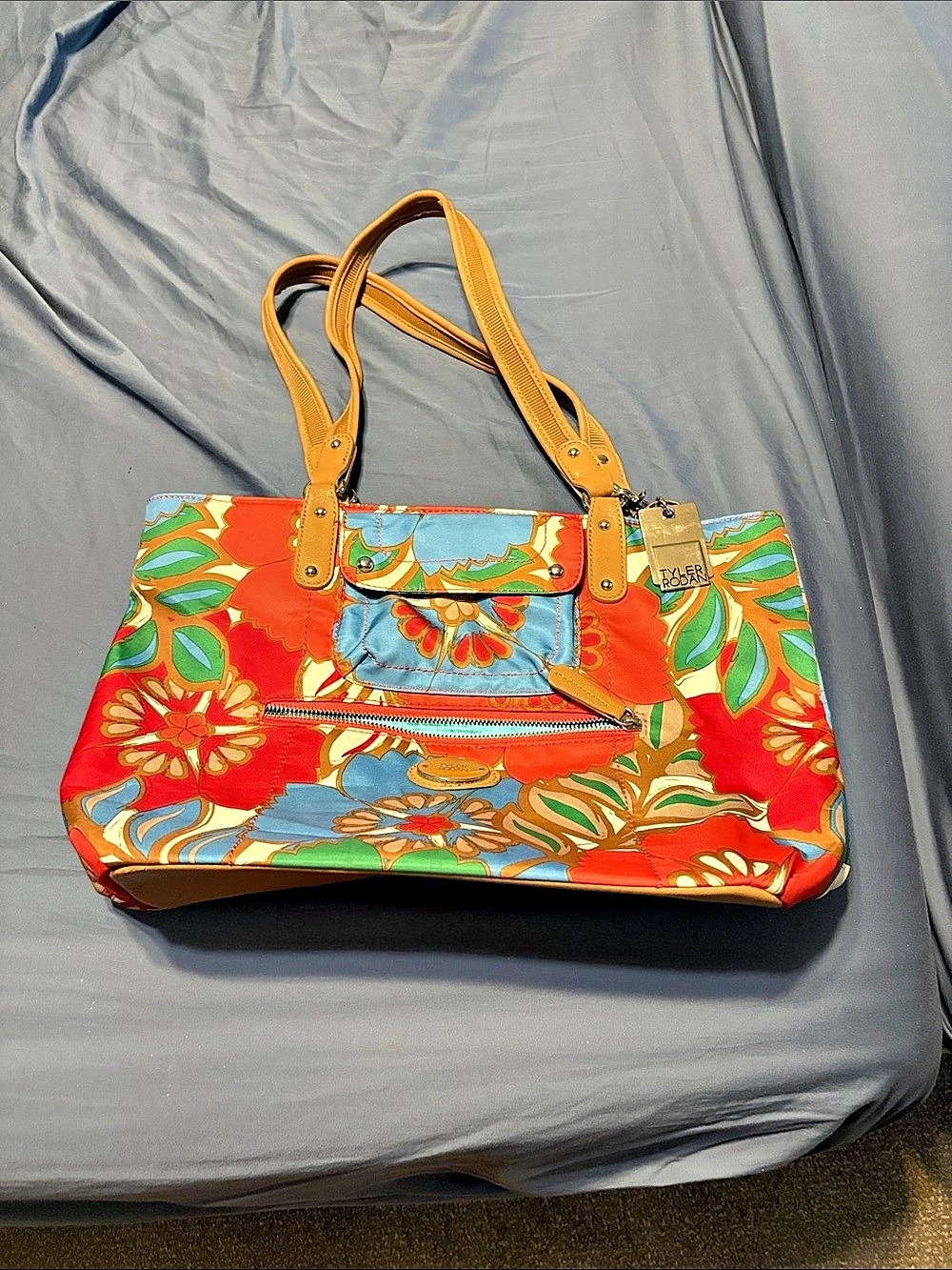 Tyler Rodan Floral Tote Red & Blue